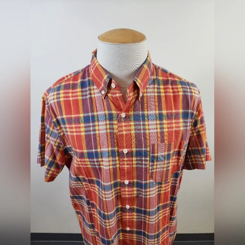 J. Crew Multicolor Plaid Short Sleeve Button Down Shirt Men’s Size XL